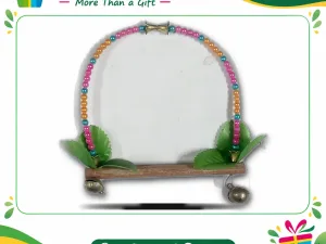 Colorful Beaded Bird Swing Toy with Wooden Perch