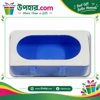 Rectangular Bird Food Box with Anti-Spill Rim Blue